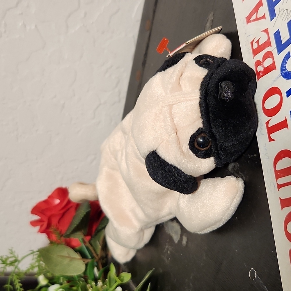 TY Puglsy 1996 Vintage Pug Bean Bag With Tag